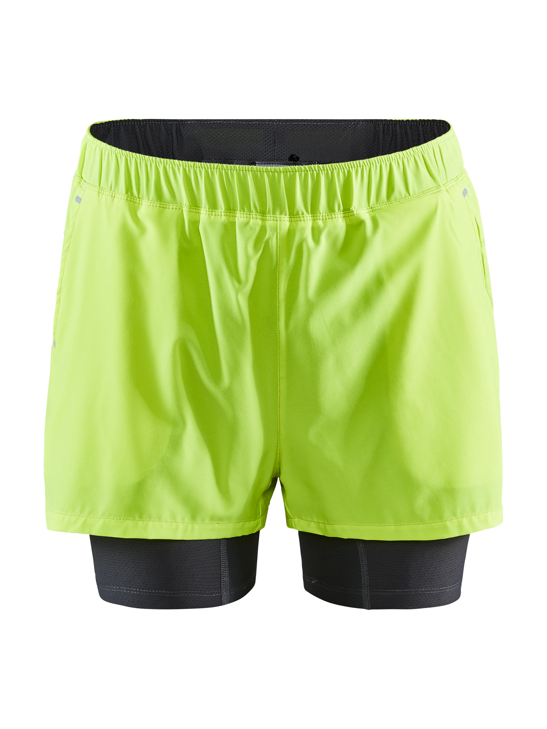 lime green shorts with base layer
