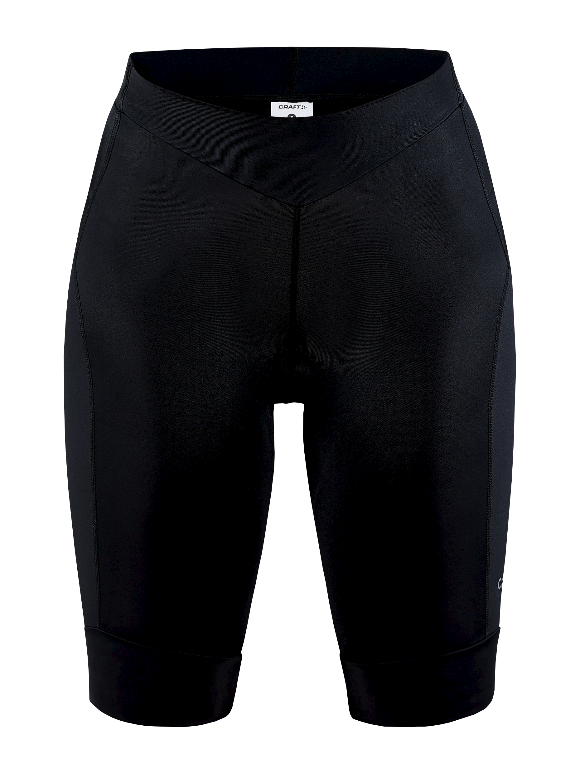 Black cycling shorts with a wide waistband.