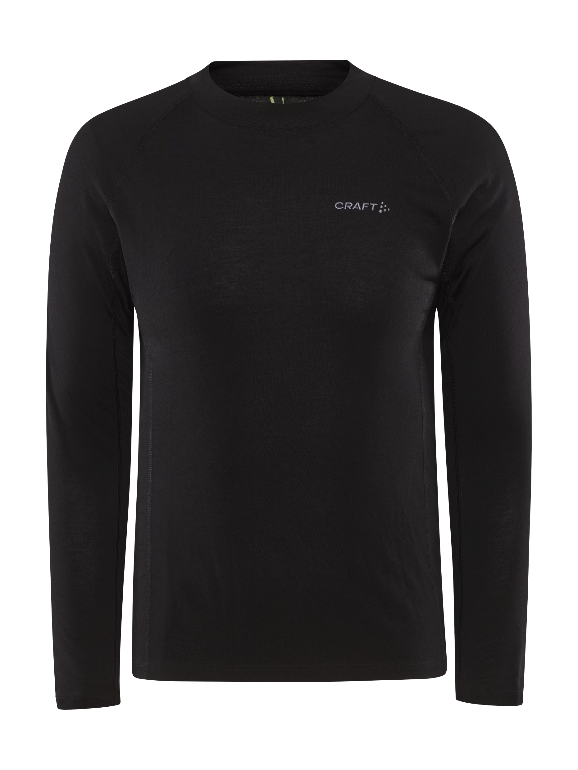 Black long-sleeve Craft base layer shirt displays a minimalist design.