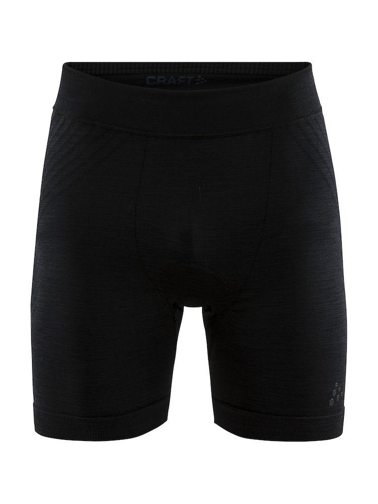 Black Craft base layer shorts for men, showcasing seamless design on white background.