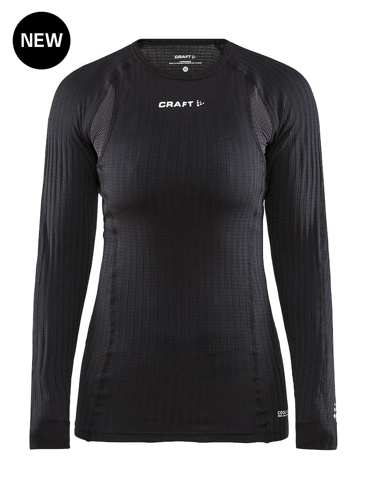 Black women's Craft base layer thermal shirt with long sleeves and crew neck.