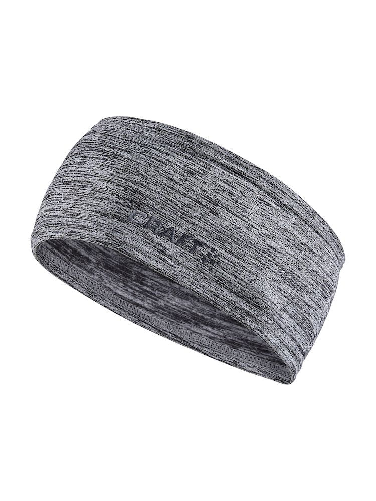 Gray heathered Craft brand athletic headband, shown at an angle.
